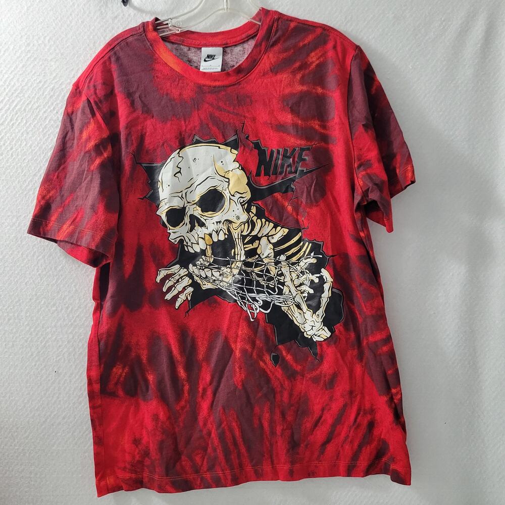 Nike Men's Red Tie Dyed With Skeleton Graphics T Shirt Size L 52924-0804